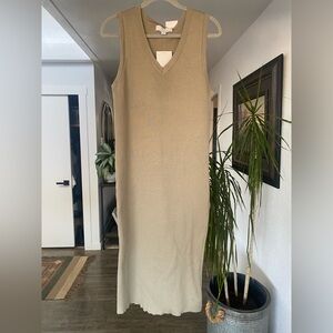 Magaschoni‎ Tan V Neck Sleeveless Sweater Maxi Dress Women’s XL NWT